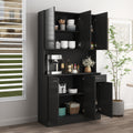 70.87' Tall Wardrobe& Kitchen Cabinet, with 6-Doors, 1-Open Shelves and 1-Drawer for bedroom,Black