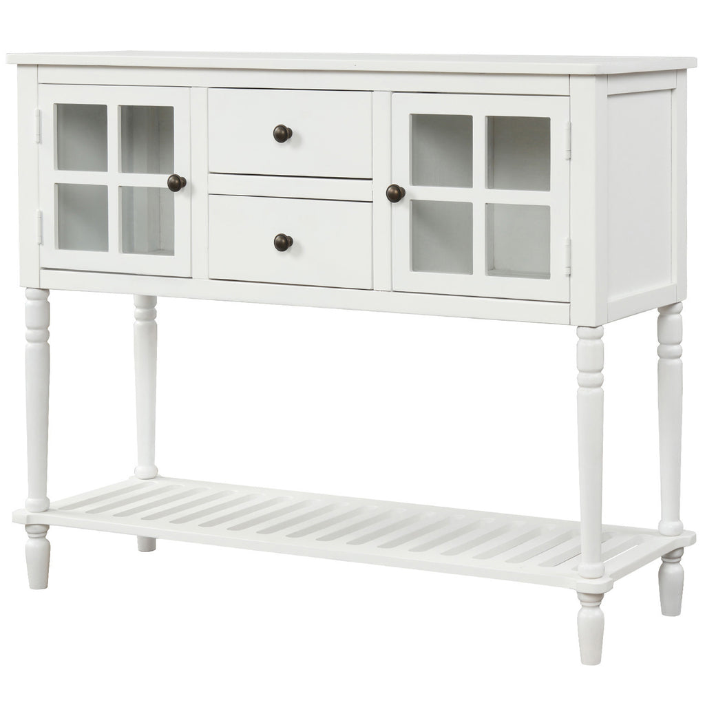 Hearth & Haven Stella Buffet Storage Cabinet with Bottom Shelf, White